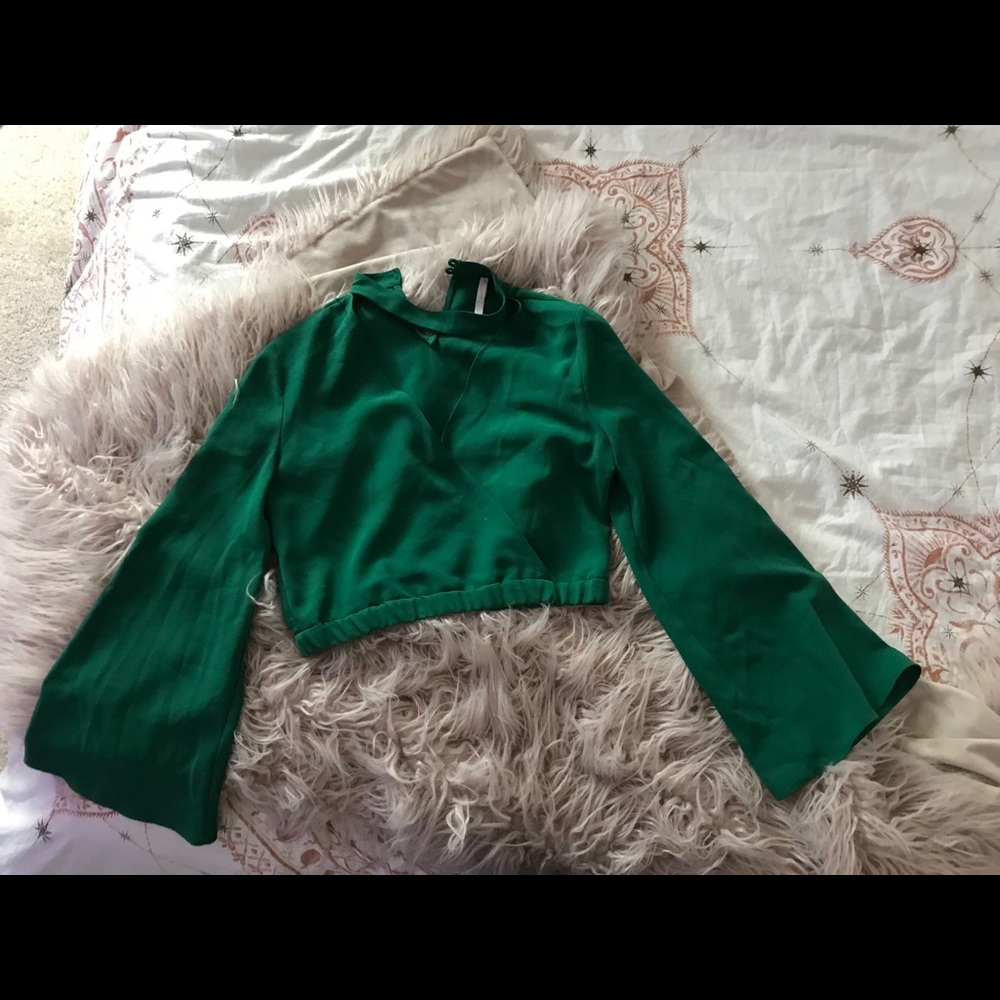 Zara Emerald Bell Sleeve Blouse